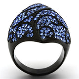 IP Black(Ion Plating) Stainless Steel Ring with Top Grade Crystal  in Sapphire