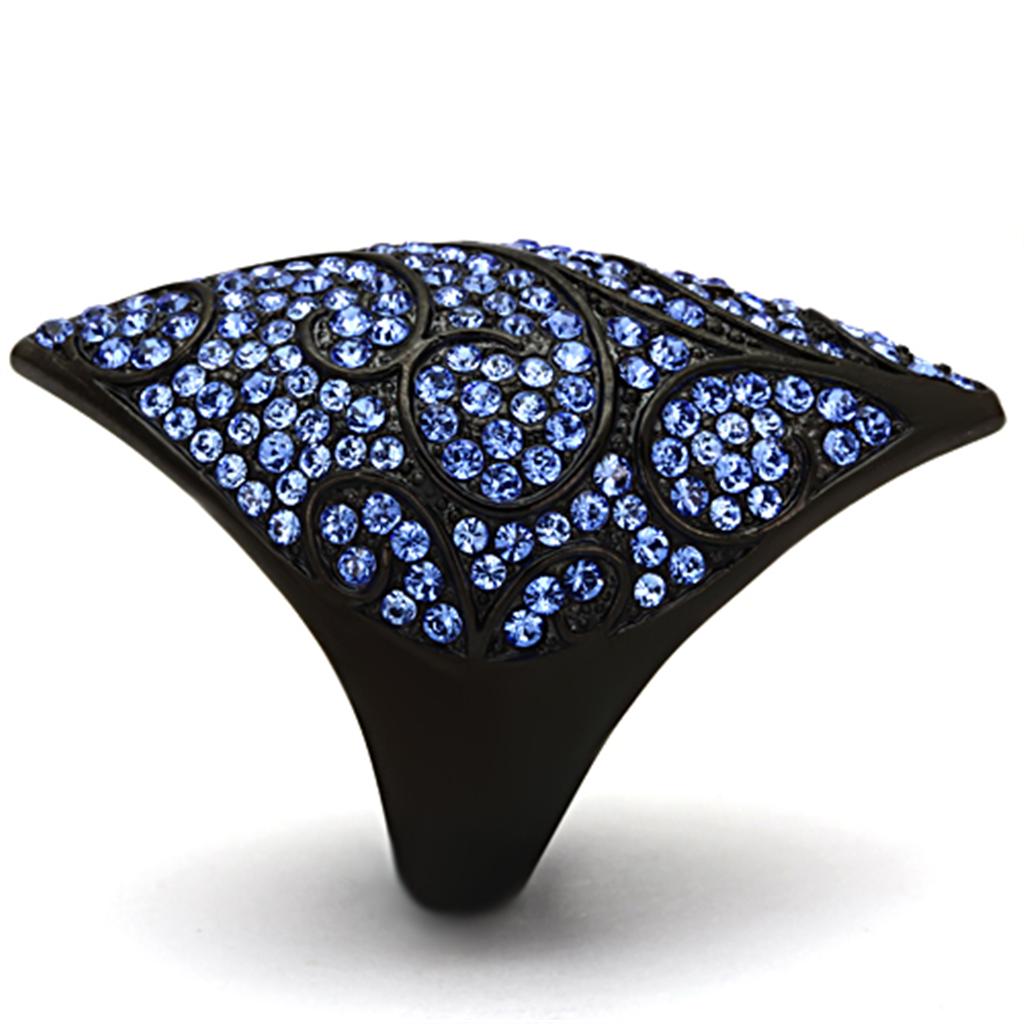 IP Black(Ion Plating) Stainless Steel Ring with Top Grade Crystal  in Sapphire