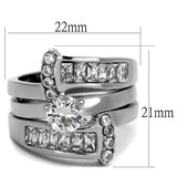 High polished (no plating) Stainless Steel Ring with AAA Grade CZ  in Clear