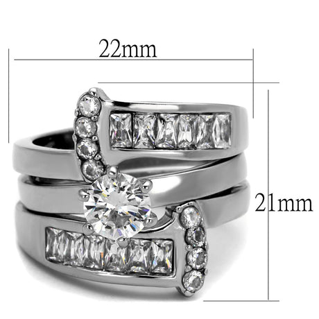 High polished (no plating) Stainless Steel Ring with AAA Grade CZ  in Clear