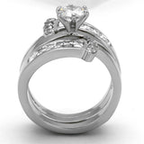 High polished (no plating) Stainless Steel Ring with AAA Grade CZ  in Clear