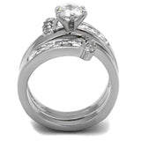 High polished (no plating) Stainless Steel Ring with AAA Grade CZ  in Clear