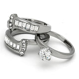 High polished (no plating) Stainless Steel Ring with AAA Grade CZ  in Clear