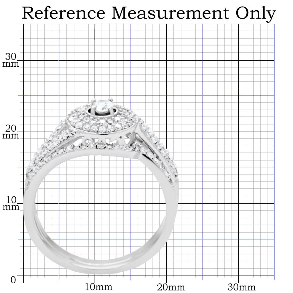 Rhodium 925 Sterling Silver Ring with AAA Grade CZ  in Clear