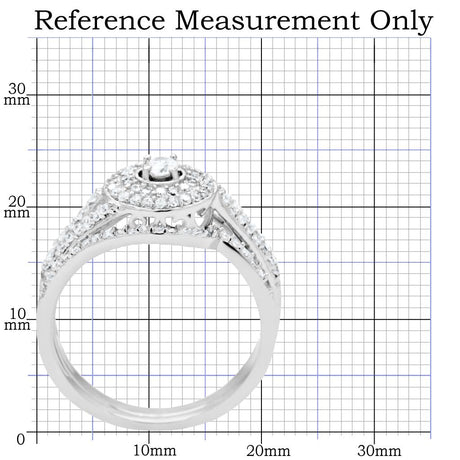 Rhodium 925 Sterling Silver Ring with AAA Grade CZ  in Clear