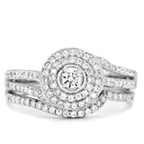 Rhodium 925 Sterling Silver Ring with AAA Grade CZ  in Clear