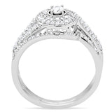 Rhodium 925 Sterling Silver Ring with AAA Grade CZ  in Clear