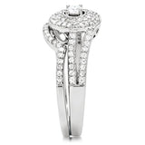Rhodium 925 Sterling Silver Ring with AAA Grade CZ  in Clear