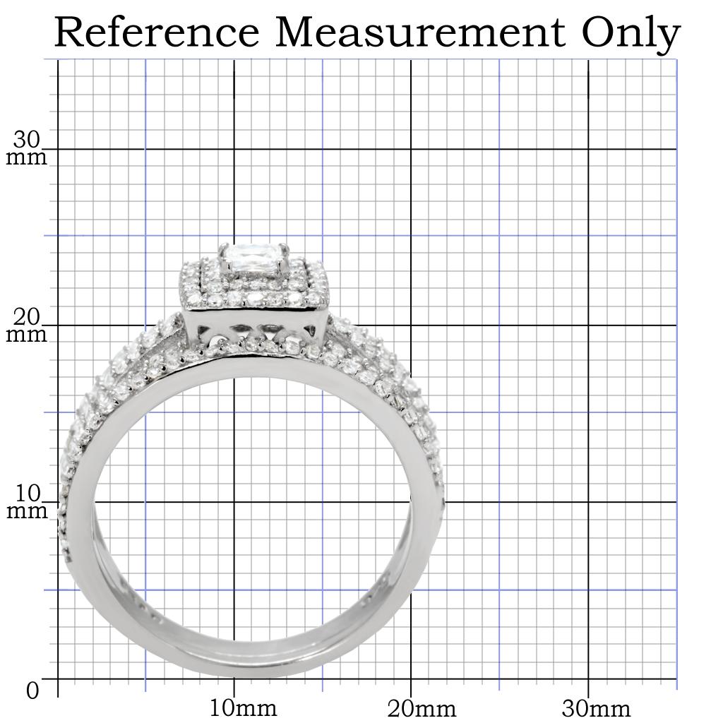 Rhodium 925 Sterling Silver Ring with AAA Grade CZ  in Clear