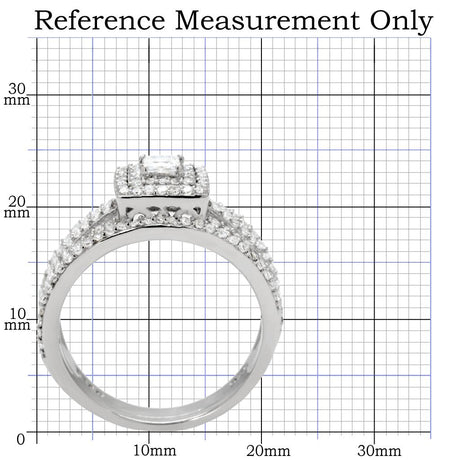 Rhodium 925 Sterling Silver Ring with AAA Grade CZ  in Clear