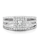 Rhodium 925 Sterling Silver Ring with AAA Grade CZ  in Clear