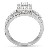 Rhodium 925 Sterling Silver Ring with AAA Grade CZ  in Clear