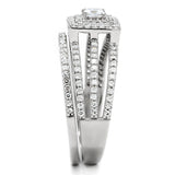 Rhodium 925 Sterling Silver Ring with AAA Grade CZ  in Clear