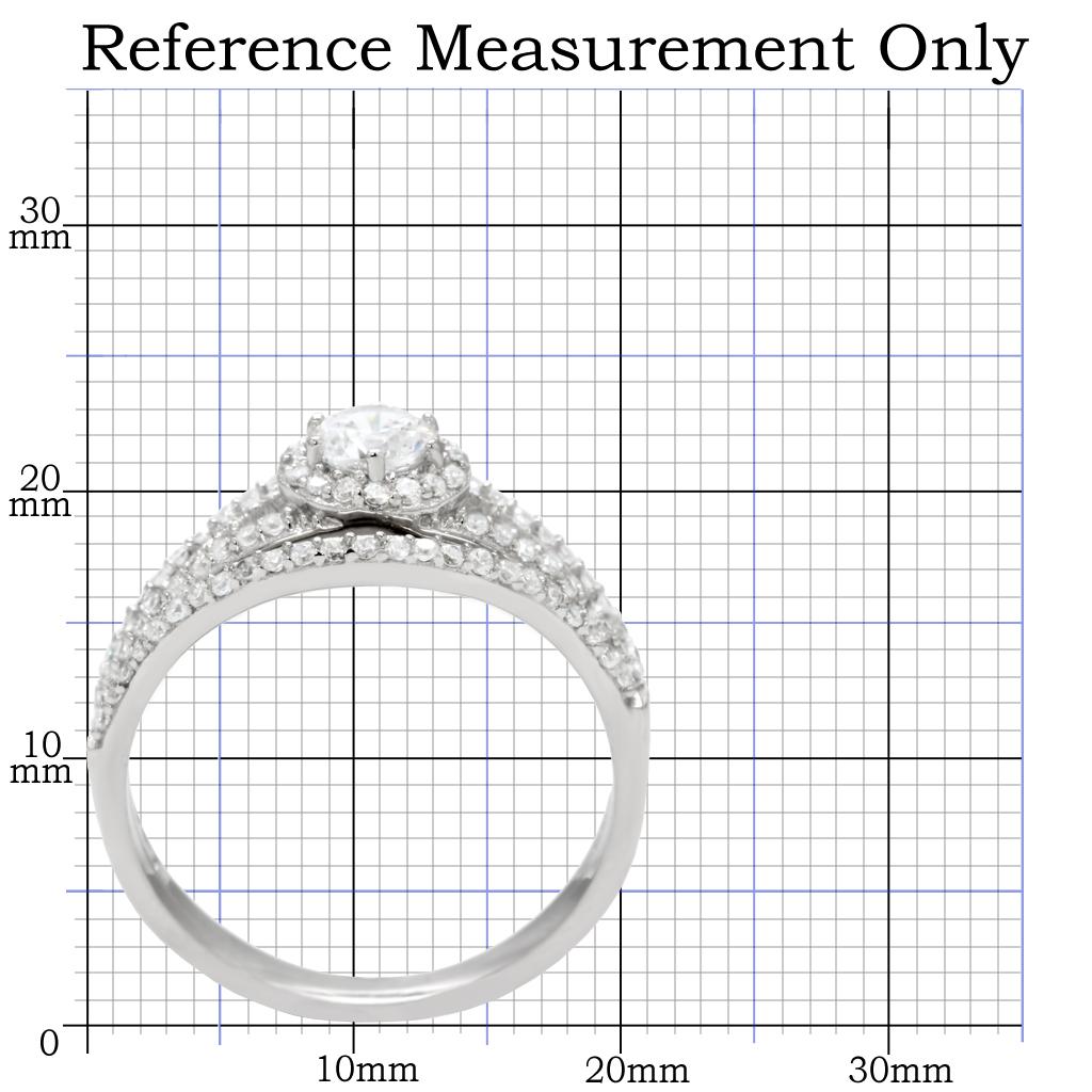 Rhodium 925 Sterling Silver Ring with AAA Grade CZ  in Clear