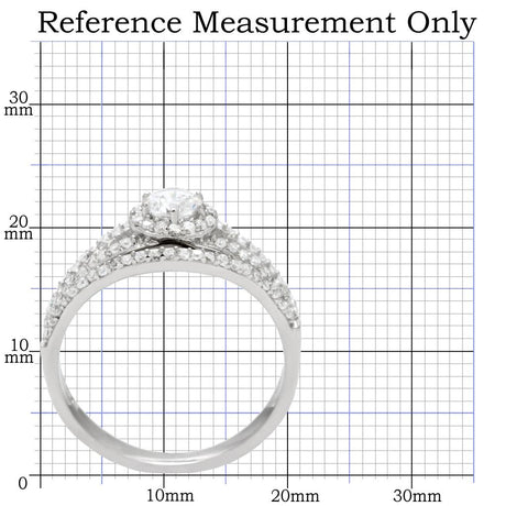 Rhodium 925 Sterling Silver Ring with AAA Grade CZ  in Clear