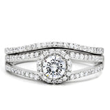 Rhodium 925 Sterling Silver Ring with AAA Grade CZ  in Clear