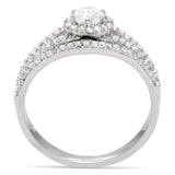 Rhodium 925 Sterling Silver Ring with AAA Grade CZ  in Clear