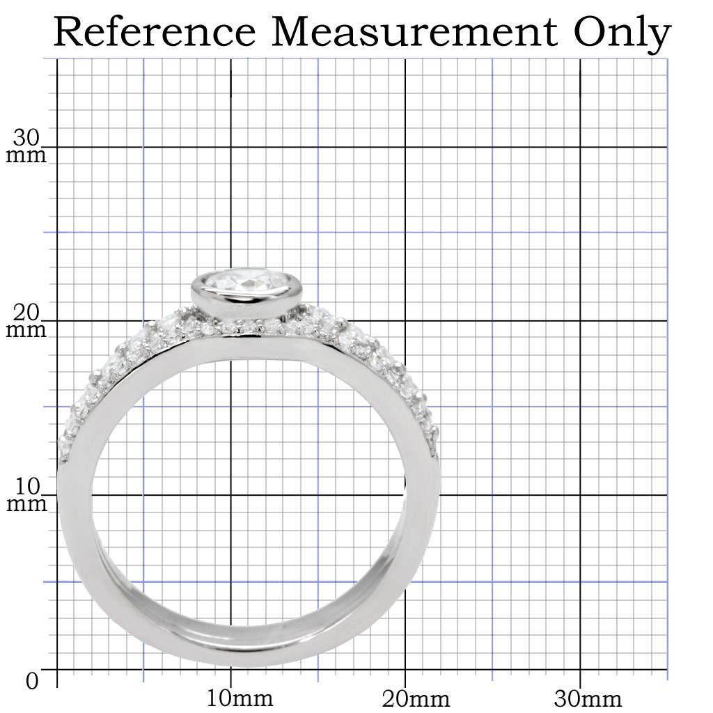 Rhodium 925 Sterling Silver Ring with AAA Grade CZ  in Clear
