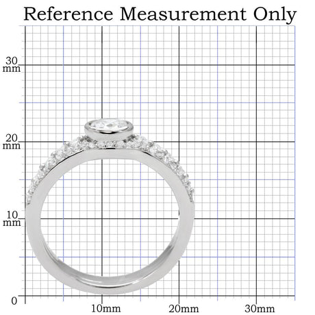 Rhodium 925 Sterling Silver Ring with AAA Grade CZ  in Clear
