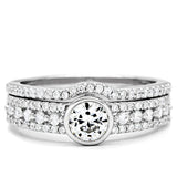 Rhodium 925 Sterling Silver Ring with AAA Grade CZ  in Clear