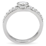 Rhodium 925 Sterling Silver Ring with AAA Grade CZ  in Clear
