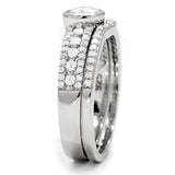 Rhodium 925 Sterling Silver Ring with AAA Grade CZ  in Clear