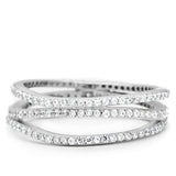 Rhodium 925 Sterling Silver Ring with AAA Grade CZ  in Clear