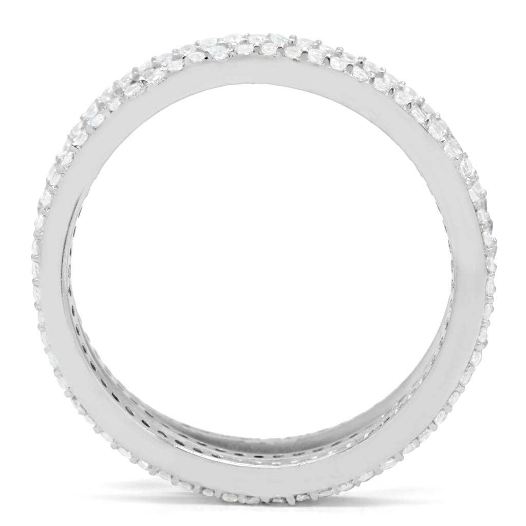 Rhodium 925 Sterling Silver Ring with AAA Grade CZ  in Clear