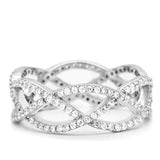 Rhodium 925 Sterling Silver Ring with AAA Grade CZ  in Clear