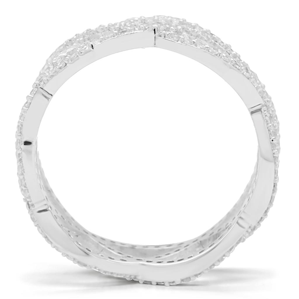 Rhodium 925 Sterling Silver Ring with AAA Grade CZ  in Clear