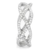 Rhodium 925 Sterling Silver Ring with AAA Grade CZ  in Clear