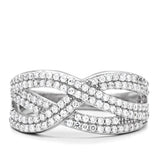 Rhodium 925 Sterling Silver Ring with AAA Grade CZ  in Clear