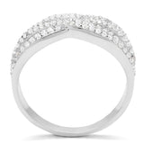 Rhodium 925 Sterling Silver Ring with AAA Grade CZ  in Clear