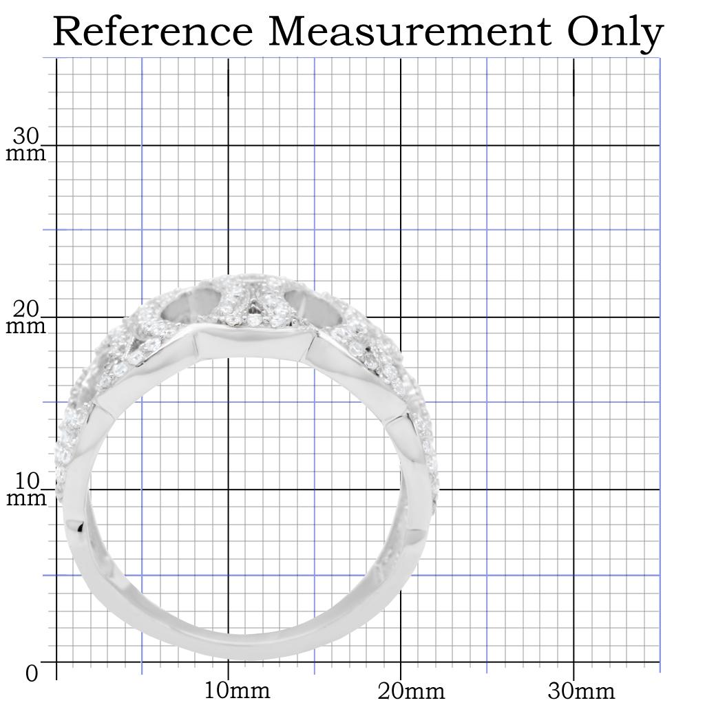 Rhodium 925 Sterling Silver Ring with AAA Grade CZ  in Clear
