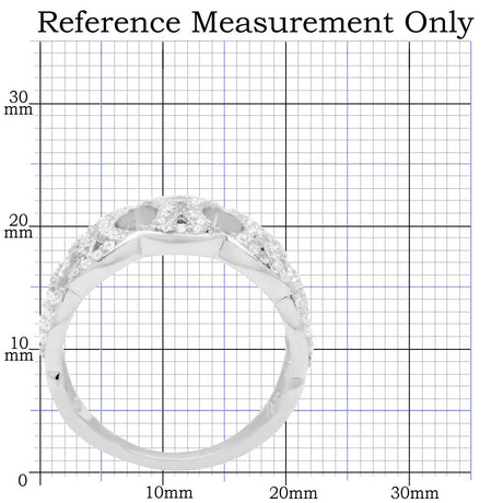 Rhodium 925 Sterling Silver Ring with AAA Grade CZ  in Clear
