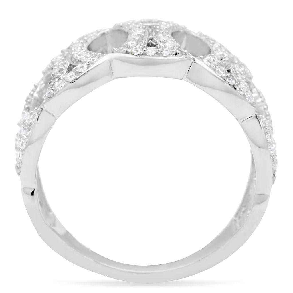 Rhodium 925 Sterling Silver Ring with AAA Grade CZ  in Clear