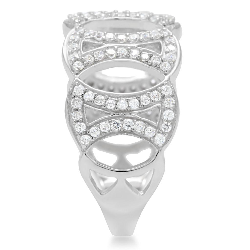 Rhodium 925 Sterling Silver Ring with AAA Grade CZ  in Clear