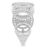 Rhodium 925 Sterling Silver Ring with AAA Grade CZ  in Clear