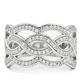 Rhodium 925 Sterling Silver Ring with AAA Grade CZ  in Clear