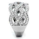Rhodium 925 Sterling Silver Ring with AAA Grade CZ  in Clear