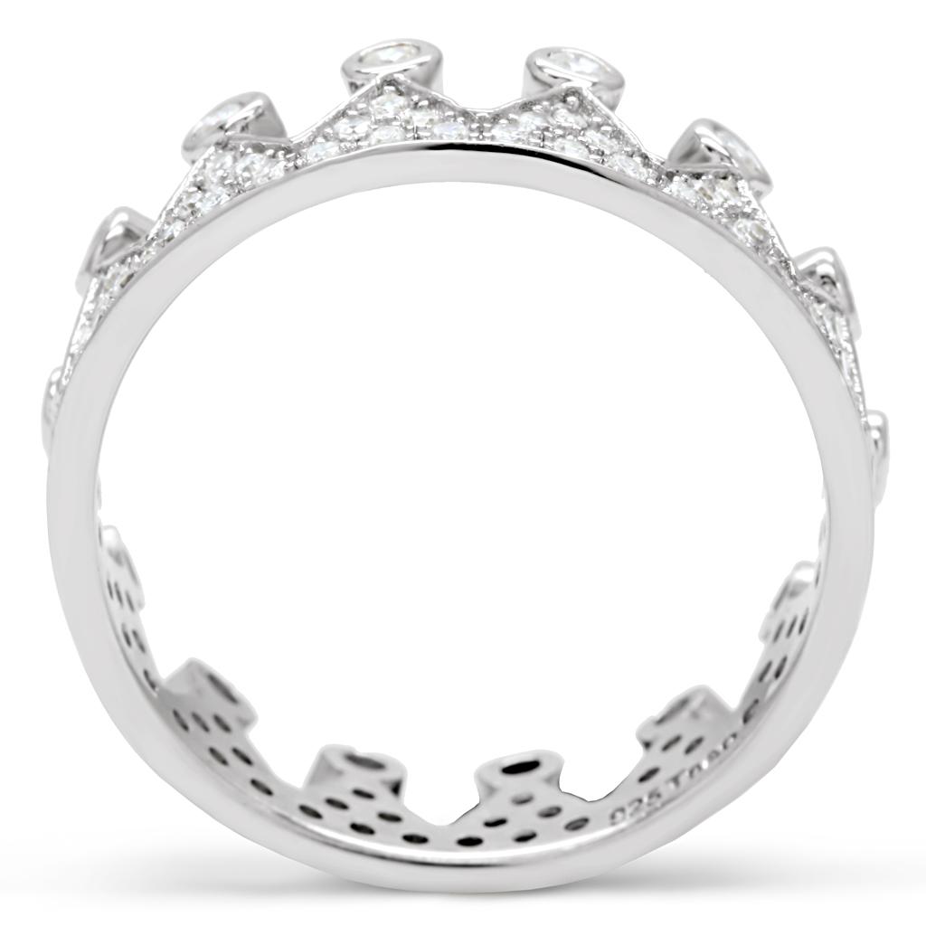 Rhodium 925 Sterling Silver Ring with AAA Grade CZ  in Clear