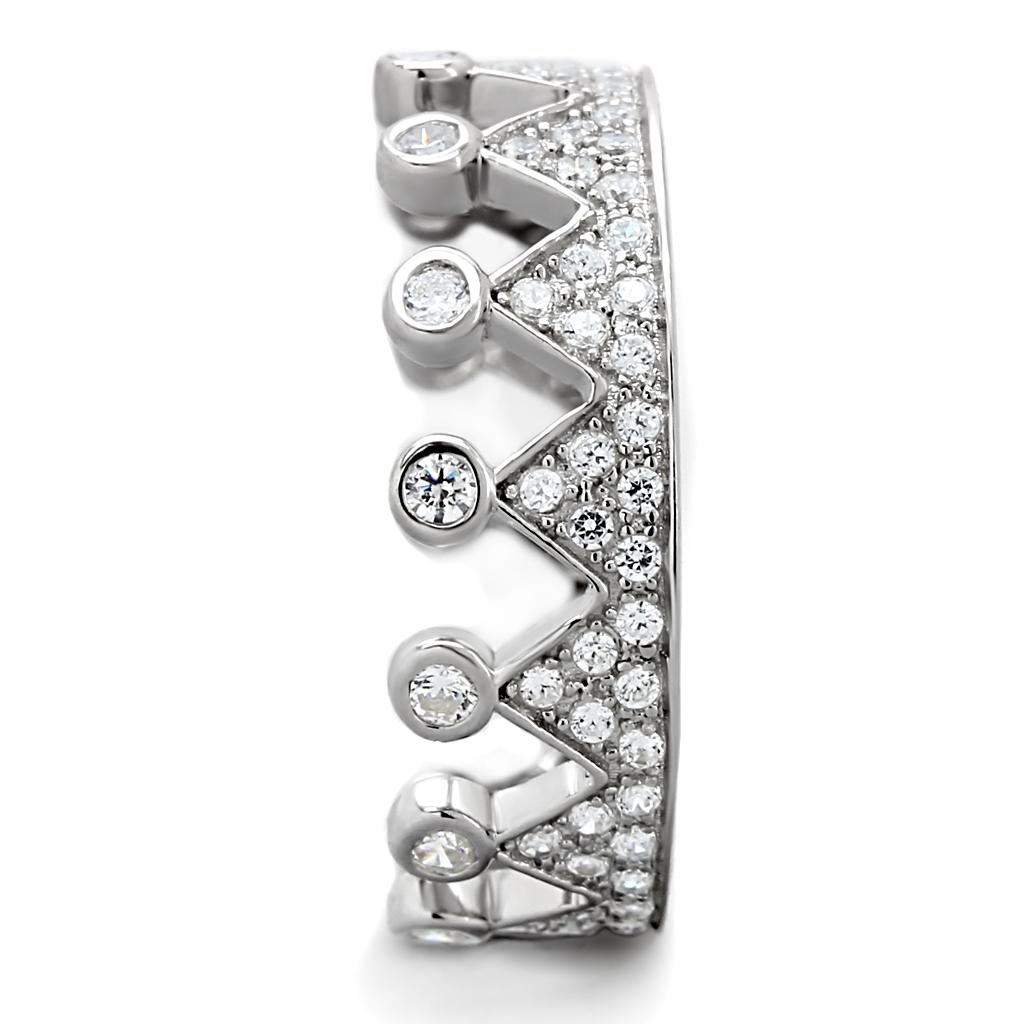 Rhodium 925 Sterling Silver Ring with AAA Grade CZ  in Clear