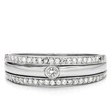 Rhodium 925 Sterling Silver Ring with AAA Grade CZ  in Clear
