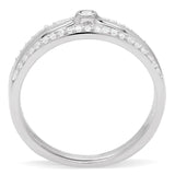 Rhodium 925 Sterling Silver Ring with AAA Grade CZ  in Clear