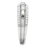 Rhodium 925 Sterling Silver Ring with AAA Grade CZ  in Clear