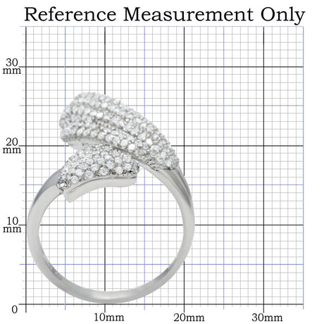 Rhodium 925 Sterling Silver Ring with AAA Grade CZ  in Clear