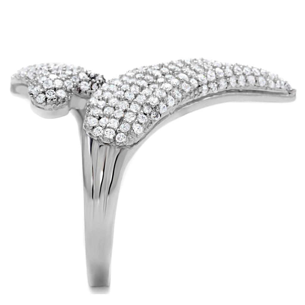 Rhodium 925 Sterling Silver Ring with AAA Grade CZ  in Clear