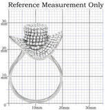 Rhodium 925 Sterling Silver Ring with AAA Grade CZ  in Clear