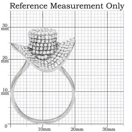 Rhodium 925 Sterling Silver Ring with AAA Grade CZ  in Clear