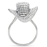 Rhodium 925 Sterling Silver Ring with AAA Grade CZ  in Clear